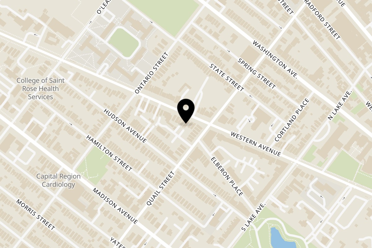 Map showing the location of Suwun Thai Home Cooking on 234 Western Ave in Albany